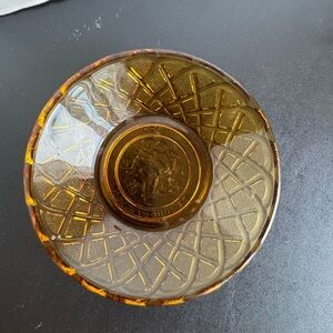 Zodiac Amber Pressed Glass Trinket Dish—Gemini